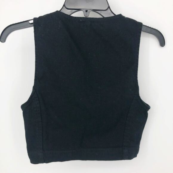 Aritzia Wilfred Womens Dauphine Crop Top 2 Black Stretch V-Neck Sleeveless Tank - Picture 5 of 9